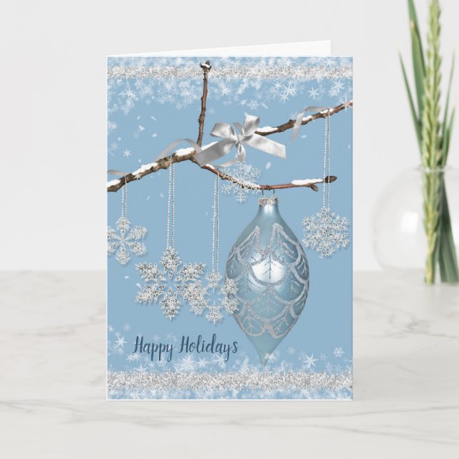 Holiday snowflakes with ornament card (Front)
