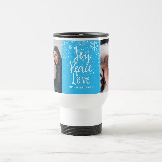 Holiday Snowflakes Your Photo and Name Travel Mug (Center)