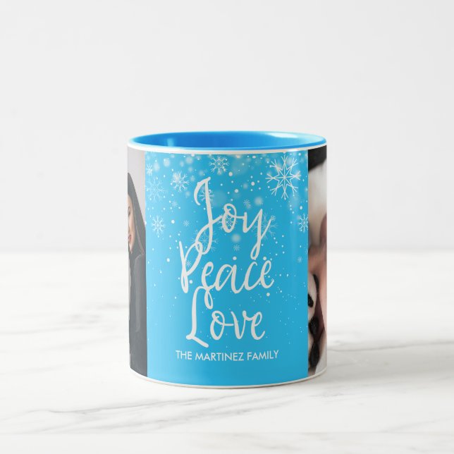 Holiday Snowflakes Your Photo and Name Two-Tone Coffee Mug (Center)
