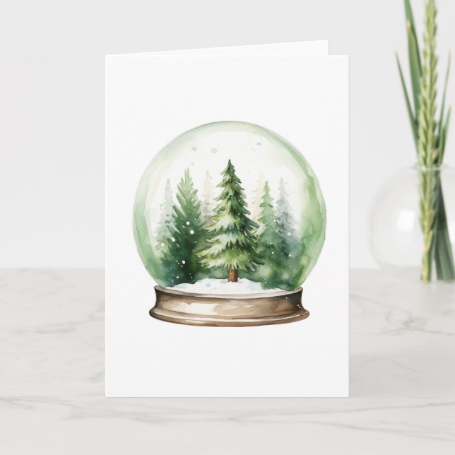Holiday Snowglobe with Christmas Trees BLANK  Card (Front)