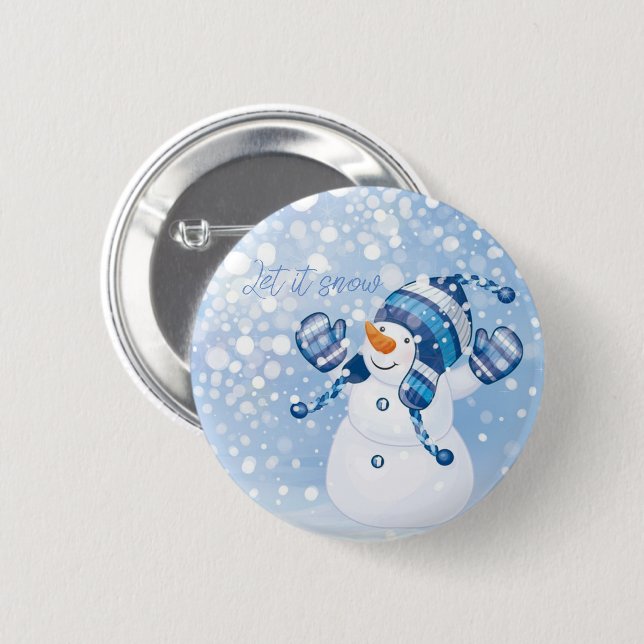 Holiday Snowman 6 Cm Round Badge (Front & Back)