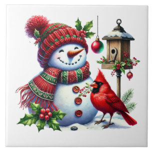 Holiday Snowman Ceramic Tile