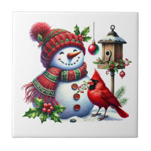 Holiday Snowman Ceramic Tile