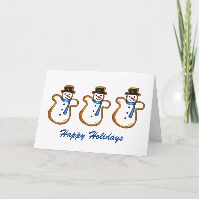 Holiday Snowman Cookie Christmas Hanukkah Holiday Card (Front)