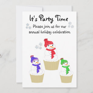 Holiday Snowman Cupcake Invitation