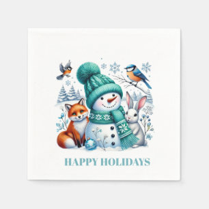Holiday Snowman & Friends Paper Napkins