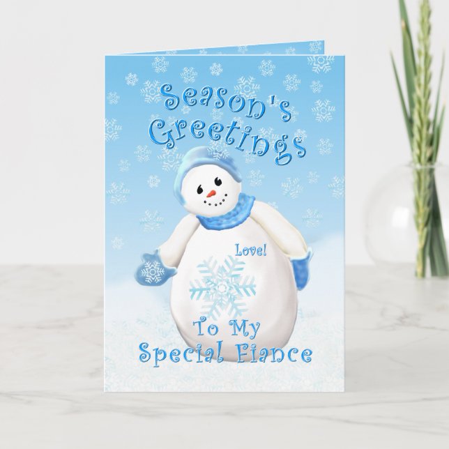 Holiday Snowman Love for Fiance Card (Front)