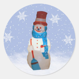 Holiday Snowman Round Stickers
