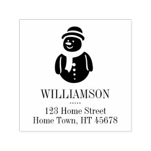 Holiday Snowman Square Return Address Self-inking Stamp