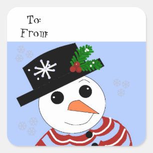 Holiday Snowman Square Sticker