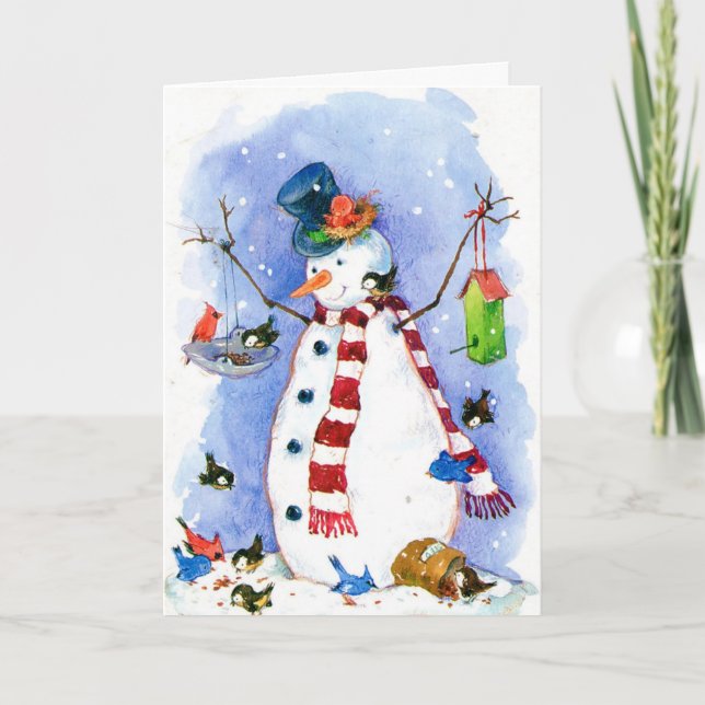 Holiday Snowman wth the Birds Card (Front)