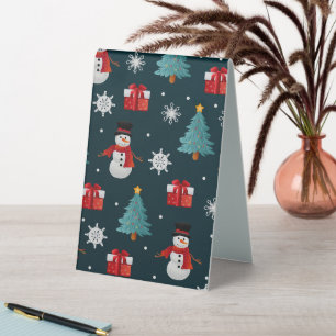 Holiday Snowmen Christmas Trees and Gifts Pattern