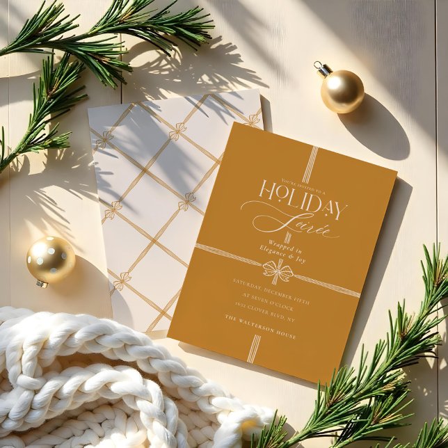 Holiday Soirée Elegant Christmas Bow Present Invitation (Holiday Soirée Elegant Christmas Bow Present Invitation)