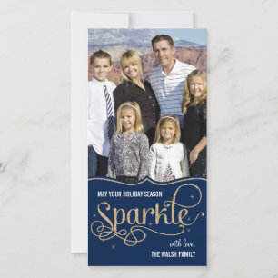 Holiday Sparkle Holiday Photo Card - Navy