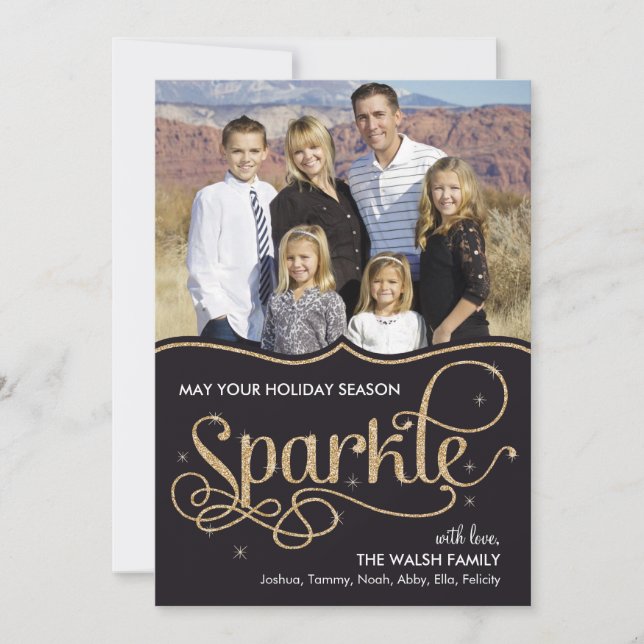 Holiday Sparkle Holiday Photo Cards - Black (Front)