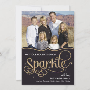 Holiday Sparkle Holiday Photo Cards - Black