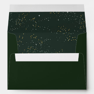 Holiday Sparkle Subtle Gold Glitter Dots Green Envelope