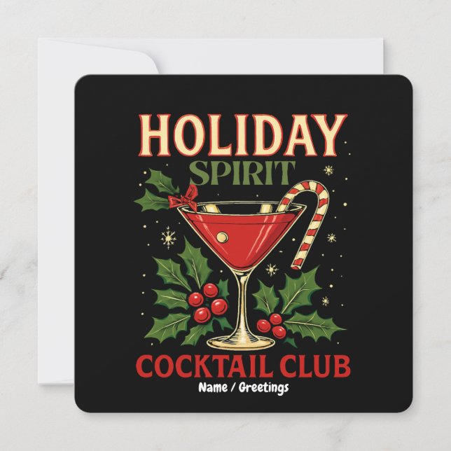 Holiday Spirit Cocktail Club Cheers Christmas  Invitation (Front)