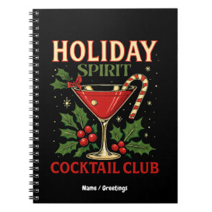 Holiday Spirit Cocktail Club Cheers Christmas Notebook