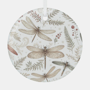 Holiday Spirit Dragonflies Glass Tree Decoration