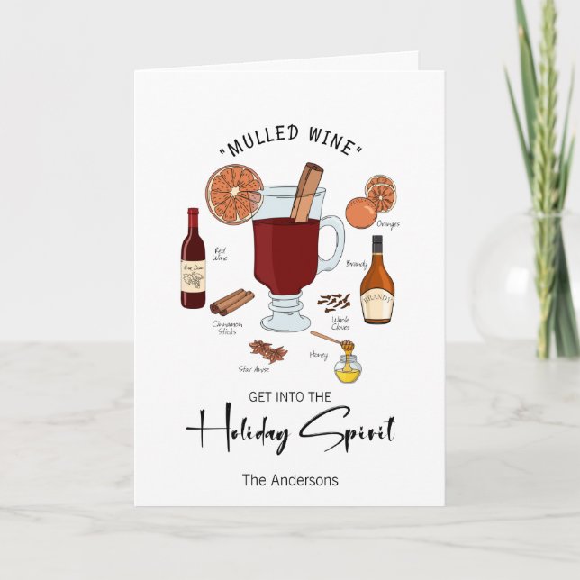 Holiday Spirit Mulled Wine Holiday Card (Front)