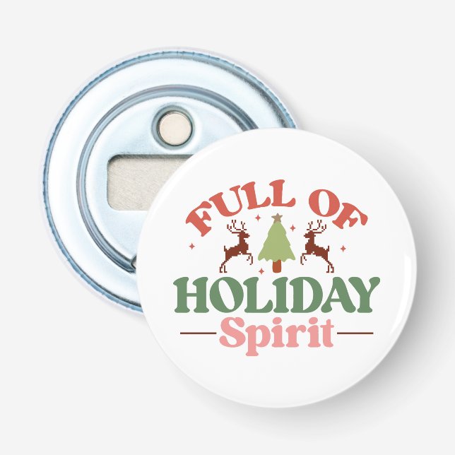 Holiday Spirit Retro Groovy Christmas Holidays Bottle Opener (Front)