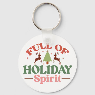 Holiday Spirit Retro Groovy Christmas Holidays Key Ring