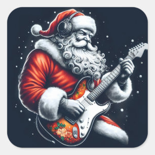 Holiday Spirit Rocks Through Santa’s Music Square Sticker