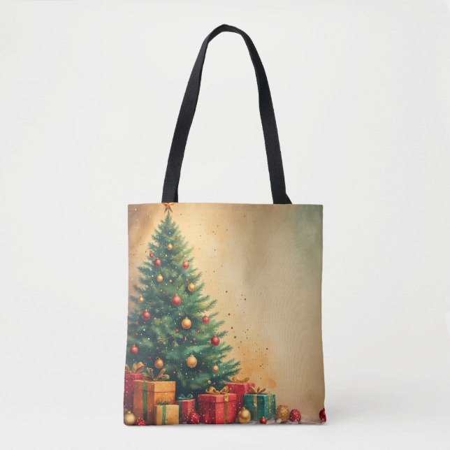 Holiday Spirit Watercolor Art Tote (Front)