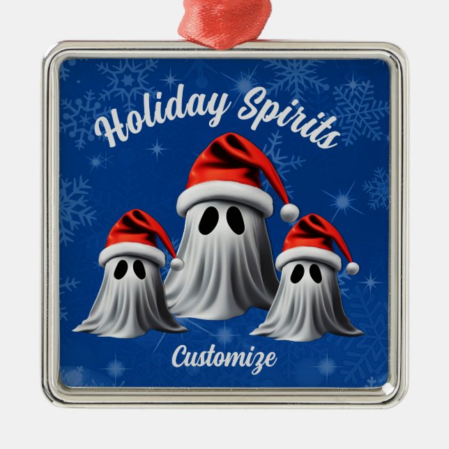 Holiday Spirits Blue Metal Tree Decoration (Front)