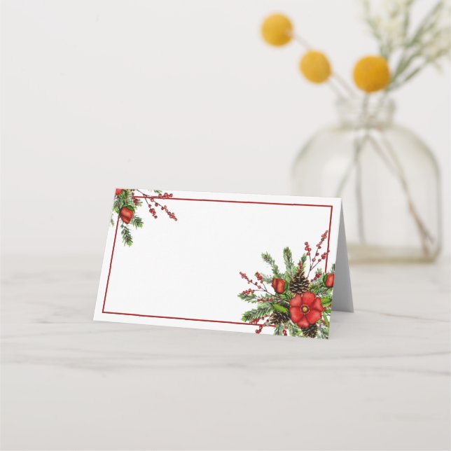 Holiday spray Christmas Place Card (Front)