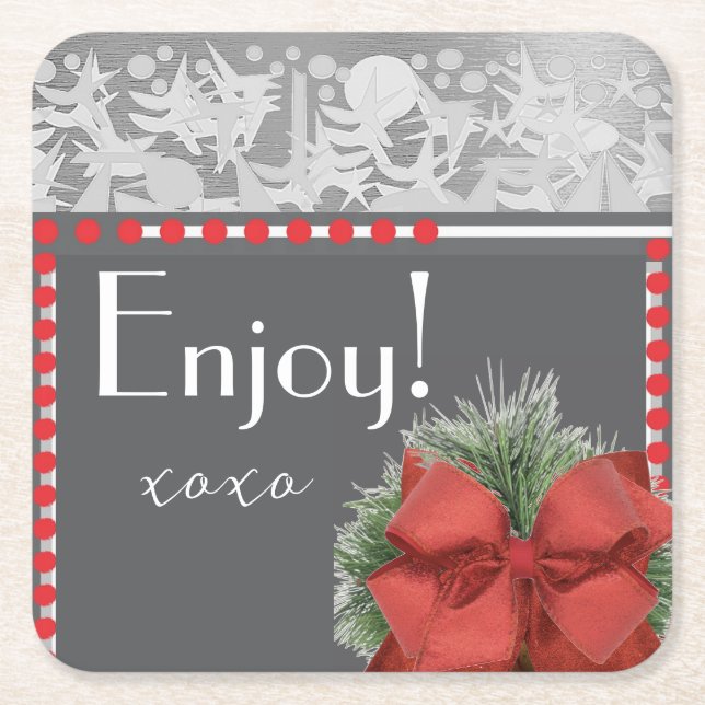 HOLIDAY  SQUARE PAPER COASTER (Front)
