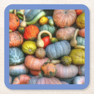HOLIDAY SQUASH COLORFUL SQUARE PAPER COASTERS