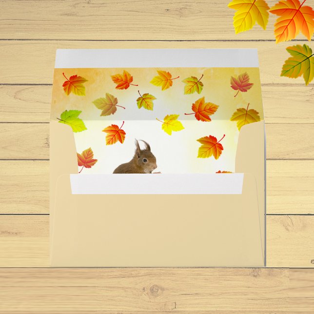 Holiday Squirrel & Fall Leaves  Envelope (Creator Uploaded)