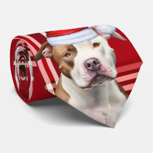 Holiday Staffordshire Terrier Red Plaid Christmas Tie