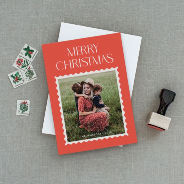 Holiday Stamp Photo Card - Holly (Creator Uploaded)