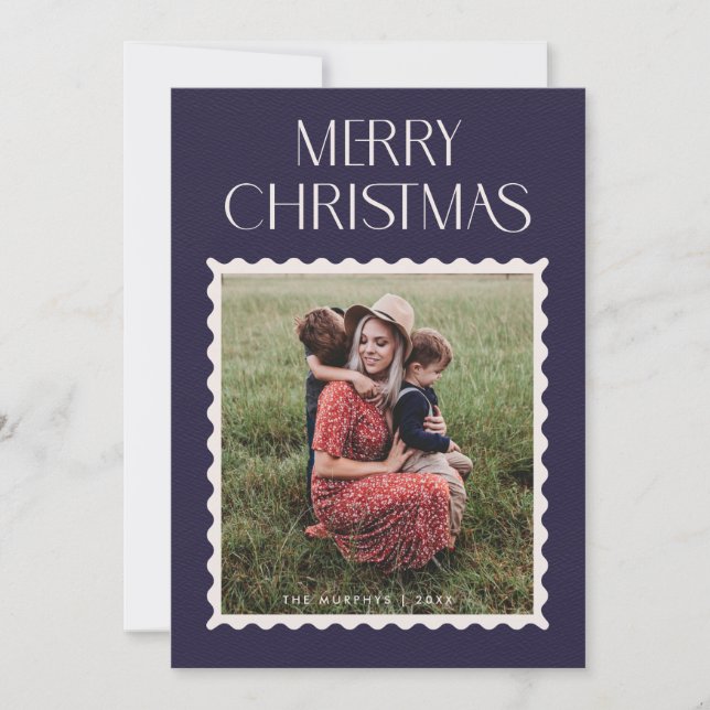 Holiday Stamp Photo Card - Navy (Front)