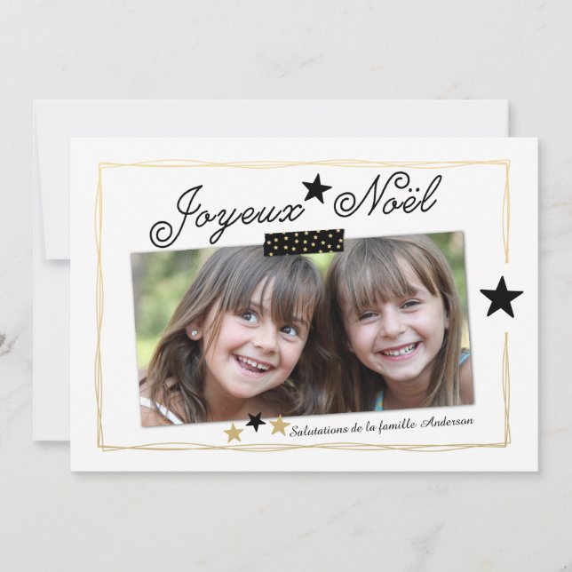 Holiday Stars | French Photo Holiday Card (Front)