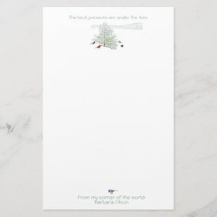 Holiday: stationary--presents under the tree stationery