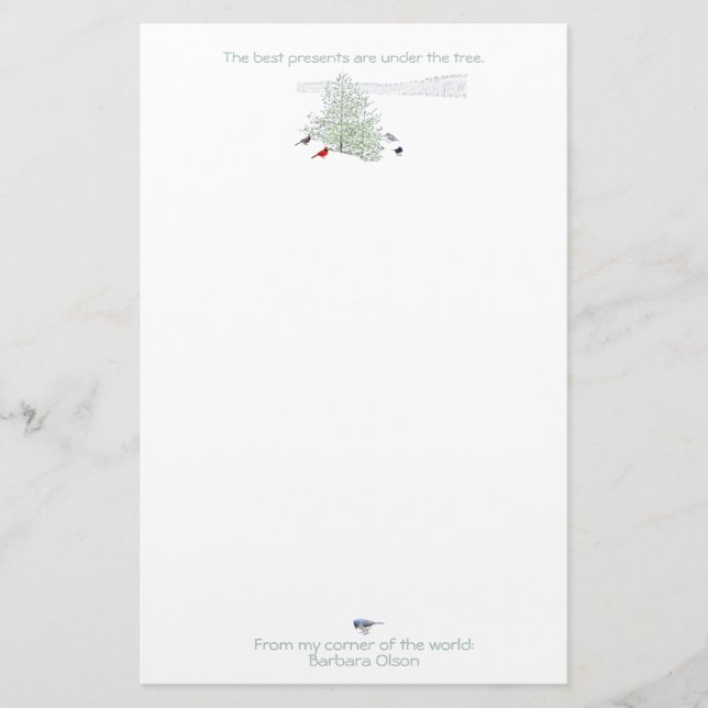 Holiday: stationary--presents under the tree stationery (Front)