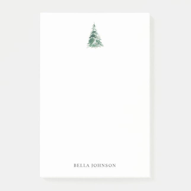 Holiday Stationery Christmas Tree Personalised Post-it Notes (Front)