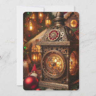 Holiday Steampunk Ornate Santa’s Lantern  Card