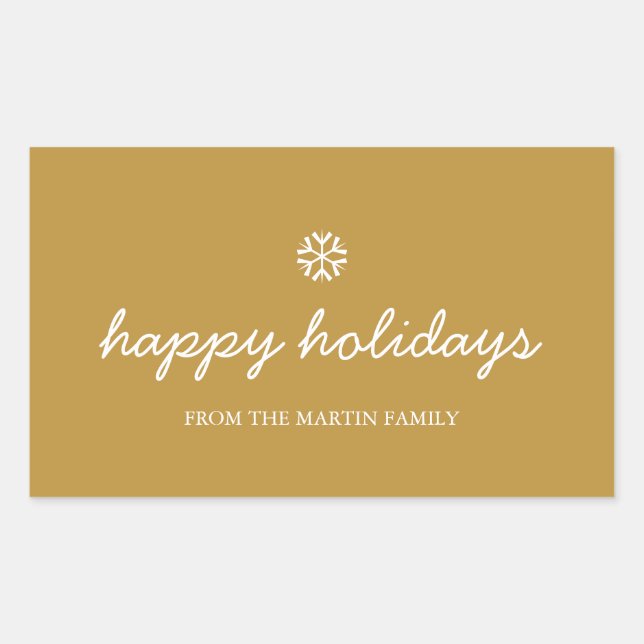 Holiday Stickers - happy holidays christmas gold (Front)