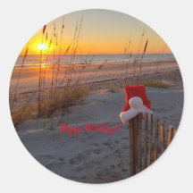 Holiday stickers of beach scene Amelia Island