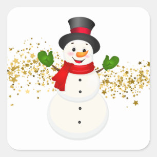Holiday Stickers-Snowman Square Sticker