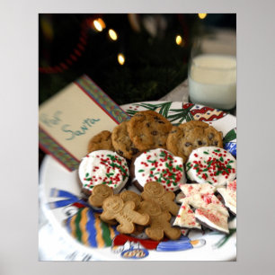 Holiday still life. Christmas cookies & milk for 2 Poster