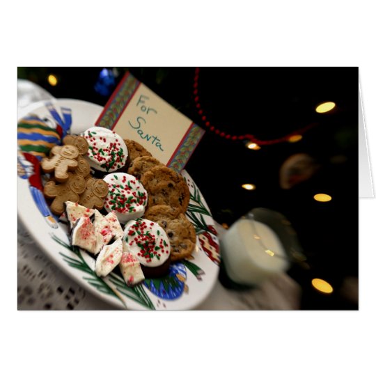 Holiday still life. Christmas cookies & milk for 3 Card
