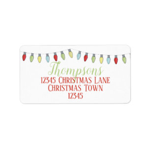 Holiday String Lights Holiday Christmas Mailing Label