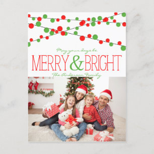 Holiday String Lights Merry Bright postcard