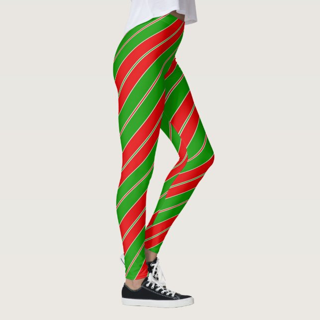 Holiday stripes in red and green leggings (Right)